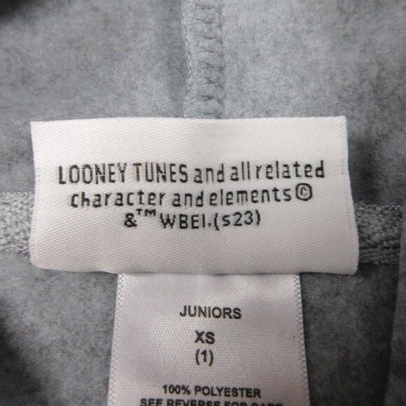 LOONEY TOONS Warner Bros Cropped Hoodie Sweatshirt Juniors XS 1 Bugs Tweety NWT - Picture 9 of 12